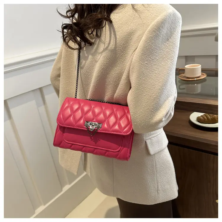 2024 Korean Style Rhombic Chain Shoulder Bag Beige — feature 19