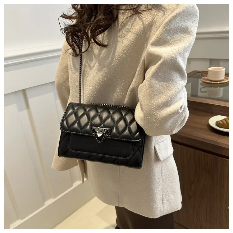 2024 Korean Style Rhombic Chain Shoulder Bag Beige — feature 20