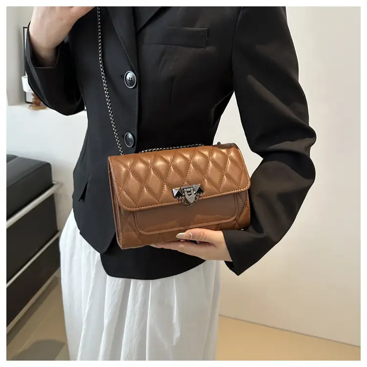 2024 Korean Style Rhombic Chain Shoulder Bag Beige — feature 22