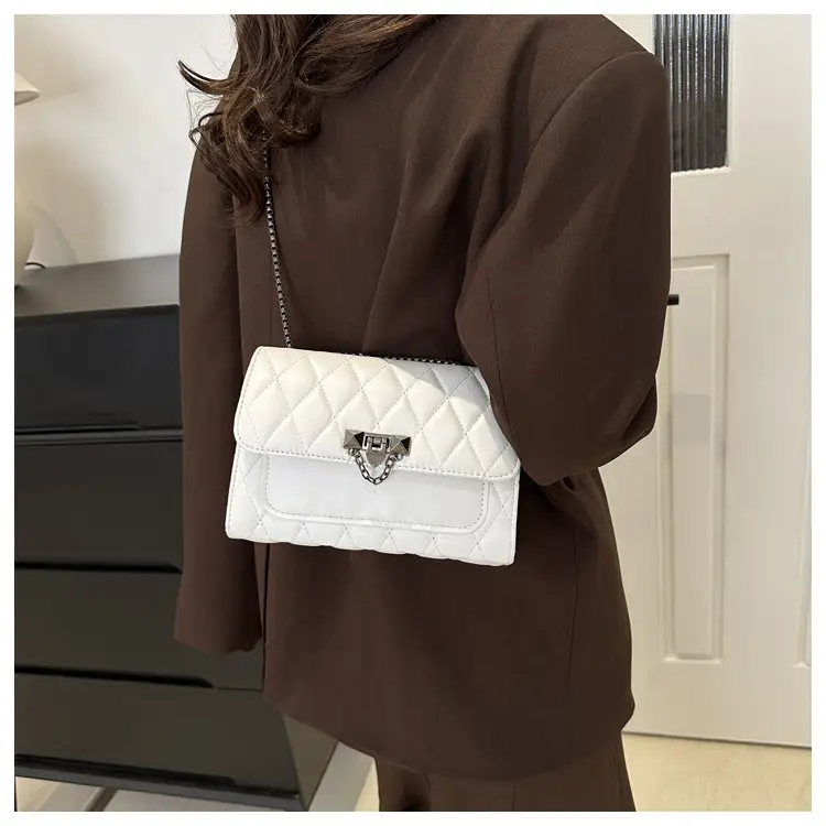 2024 Korean Style Rhombic Chain Shoulder Bag Beige — feature 26