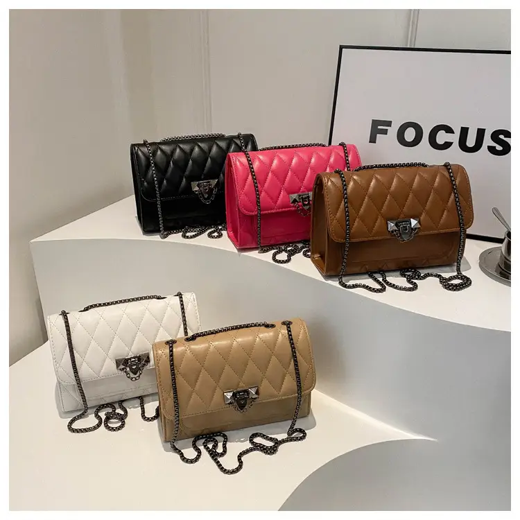 2024 Korean Style Rhombic Chain Shoulder Bag Beige — feature 28