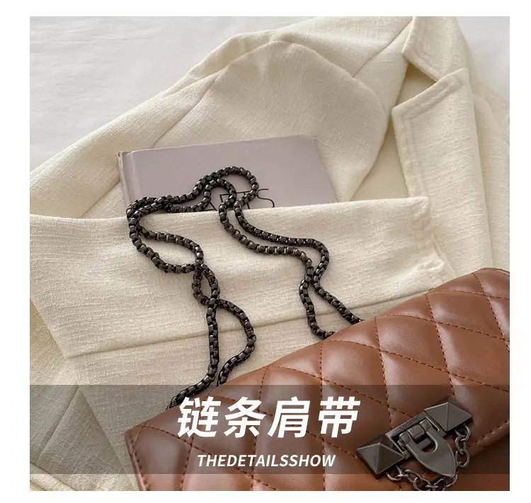 2024 Korean Style Rhombic Chain Shoulder Bag Beige — feature 4