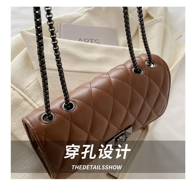 2024 Korean Style Rhombic Chain Shoulder Bag Beige — feature 5