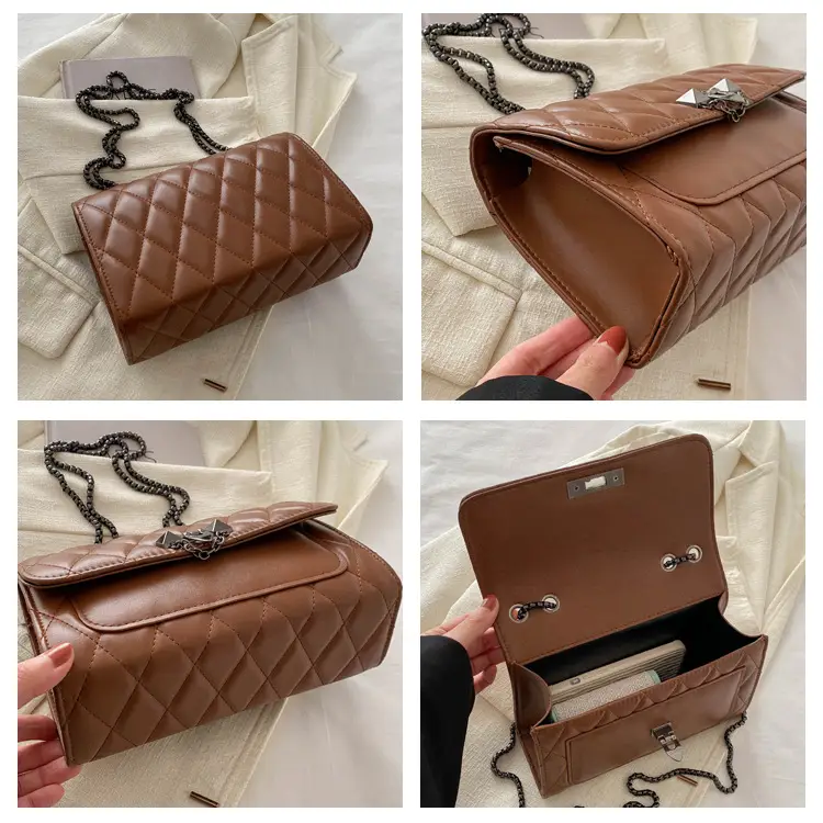 2024 Korean Style Rhombic Chain Shoulder Bag Beige — feature 7