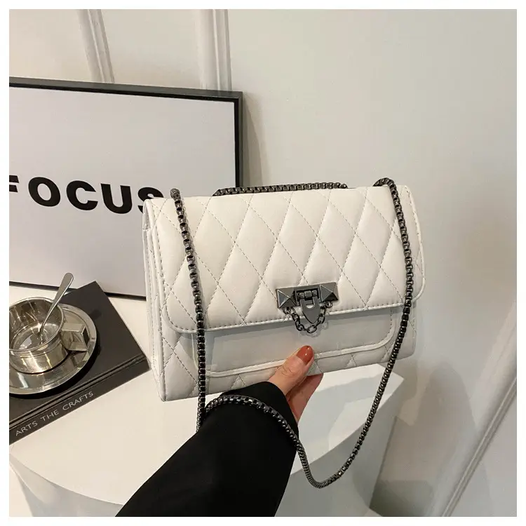 2024 Korean Style Rhombic Chain Shoulder Bag Beige — feature 8