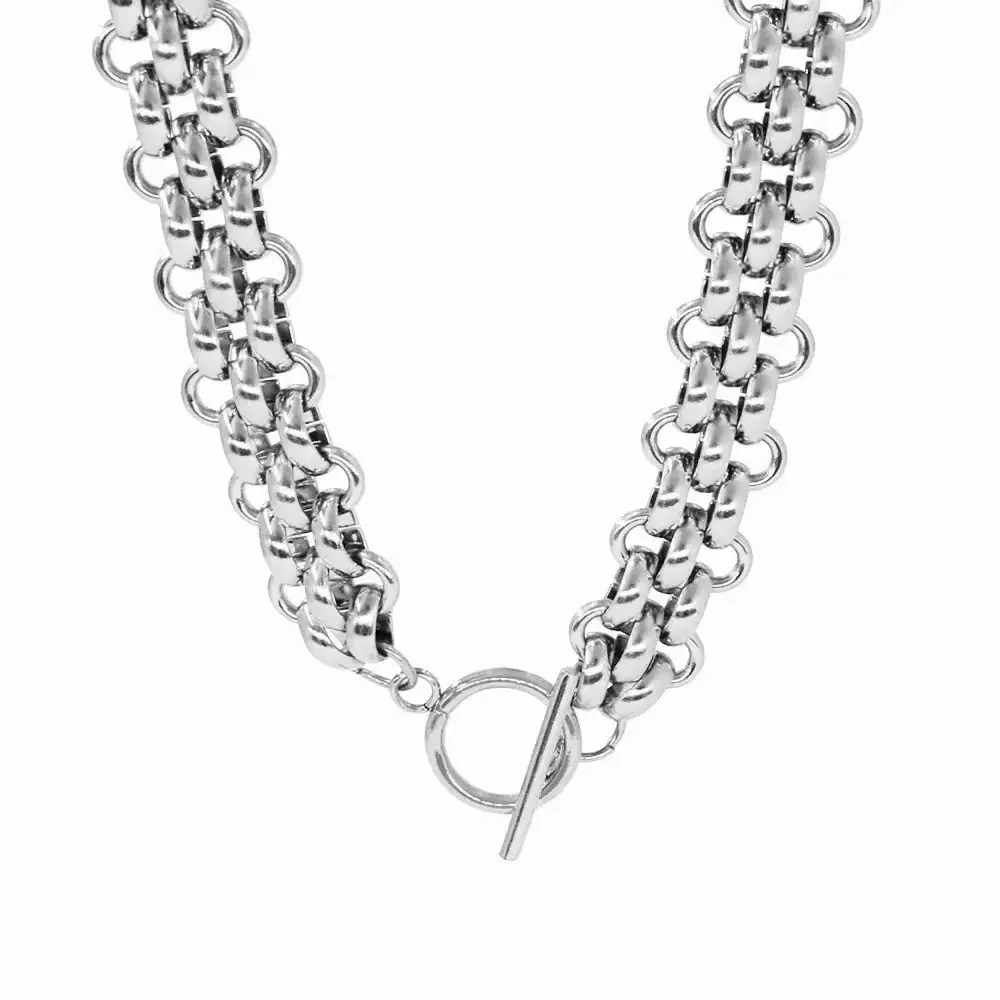 Titanium Steel Exaggerated Buckle Bracelet Necklace - Image 8
