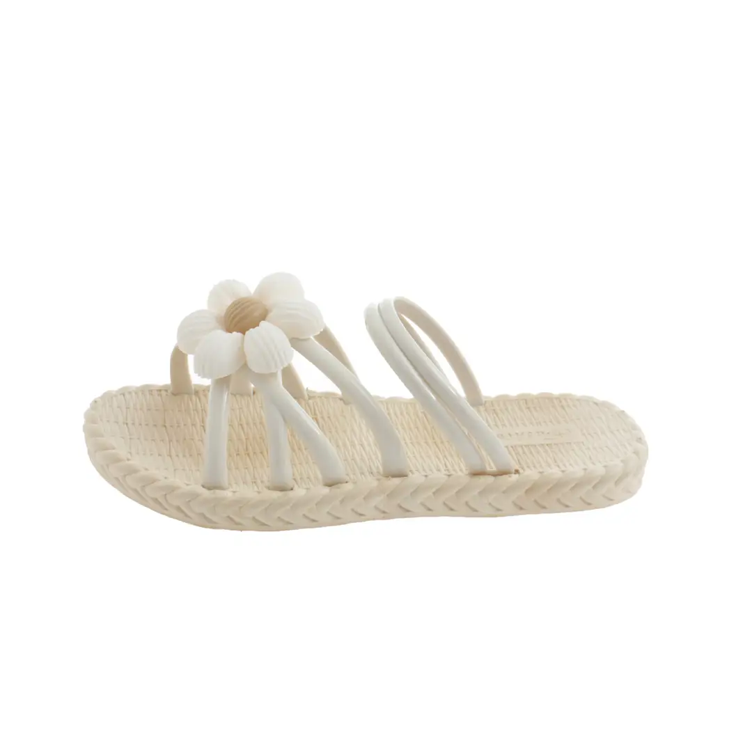 New Fashionable Flower Women's Shoes Summer Straw Slippers Ethnic Style Roman Shoes Beach Flip-Flops Two-Wear Shoes Sandals