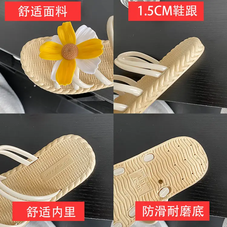 New Fashionable Flower Women's Shoes Summer Straw Slippers Ethnic Style Roman Shoes Beach Flip-Flops Two-Wear Shoes Sandals — feature 3