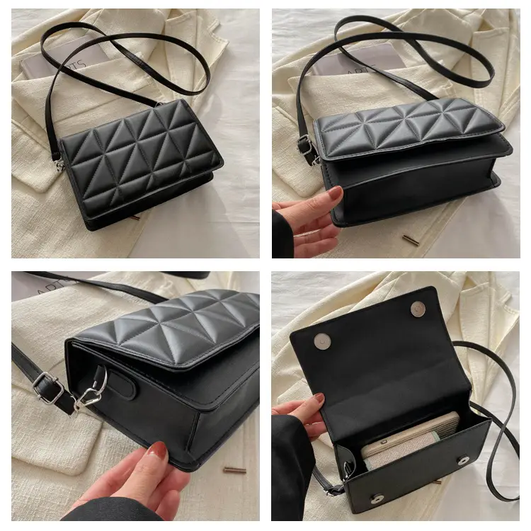 Black Quilted Shoulder Messenger Bag for Women 2024 — feature 7