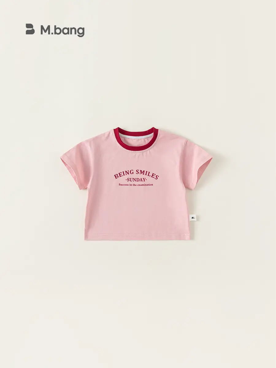 Girls Summer Color Block T-Shirt White Blue Round Neck - Image 6