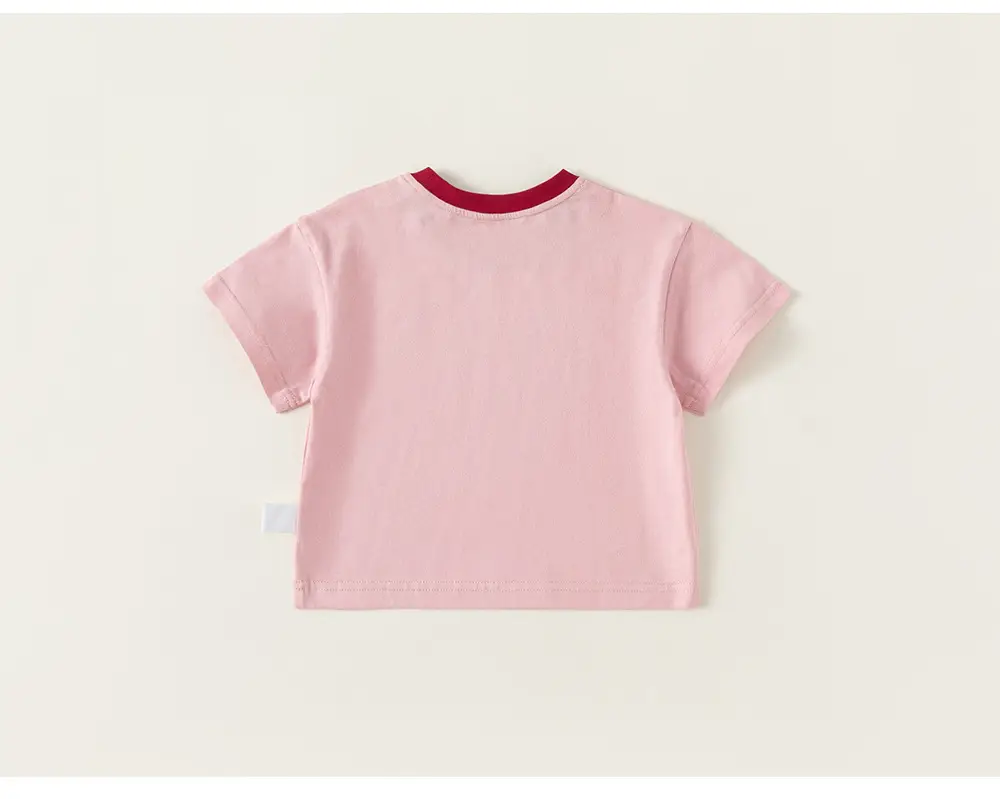 Girls Summer Color Block T-Shirt White Blue Round Neck — feature 16