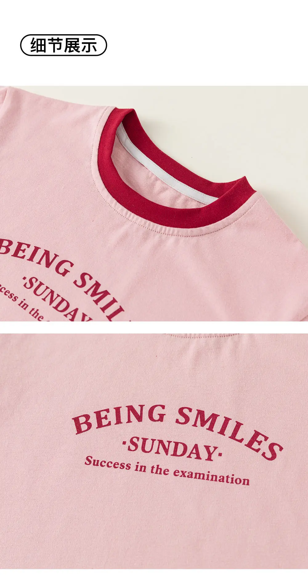 Girls Summer Color Block T-Shirt White Blue Round Neck — feature 18