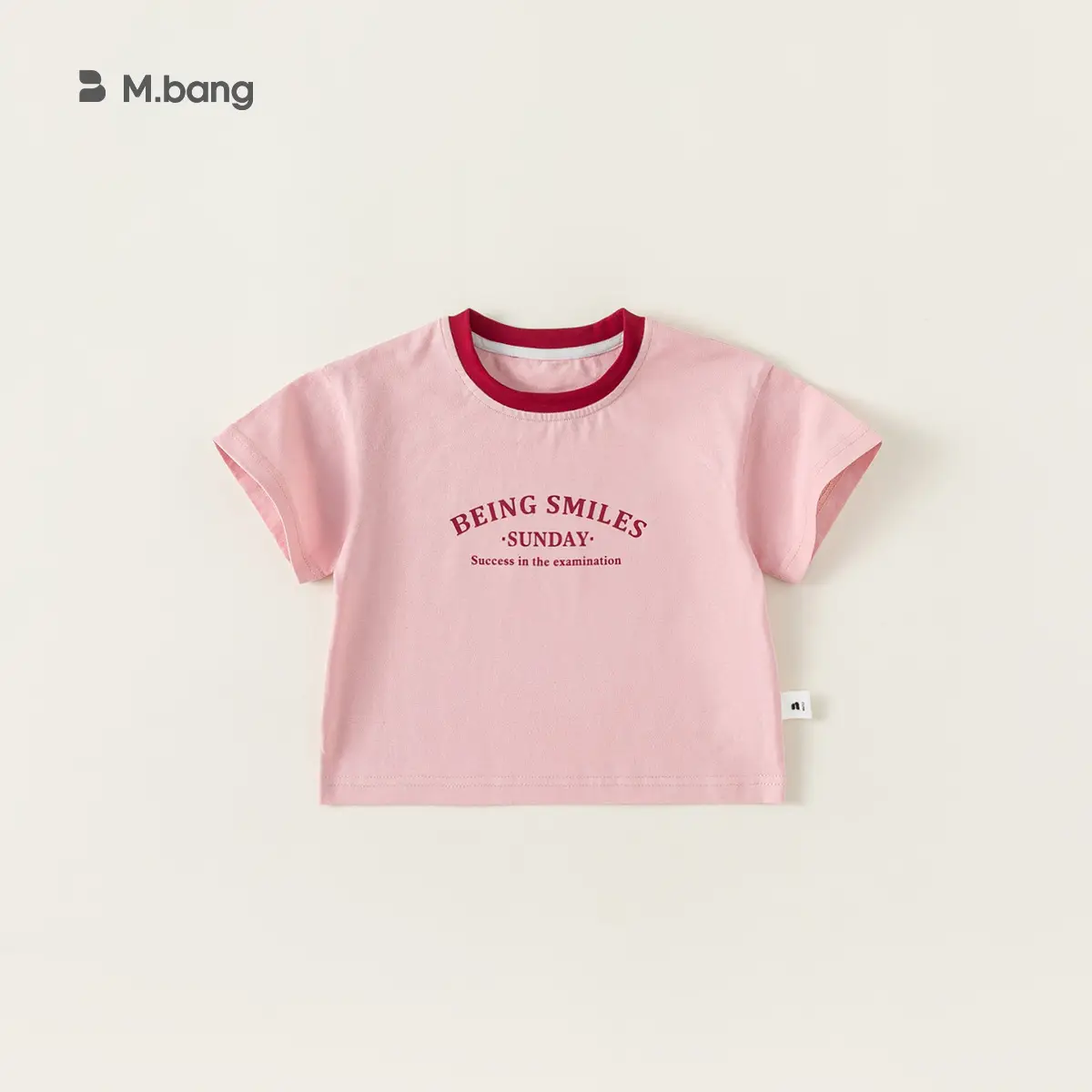 Girls Summer Color Block T-Shirt White Blue Round Neck - Image 2