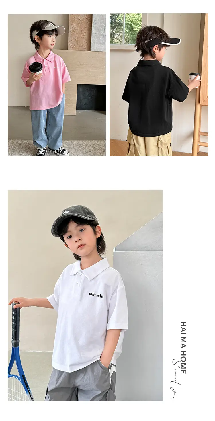Boys Pure Cotton Polo Shirt 2026 Summer Haimei Kids — feature 14