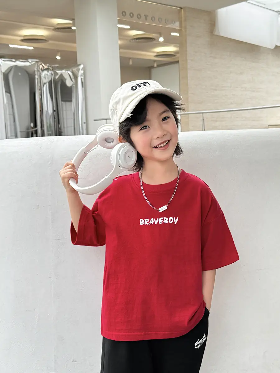 Haima Boys Red Cotton T-Shirt 2026 Summer - Image 4