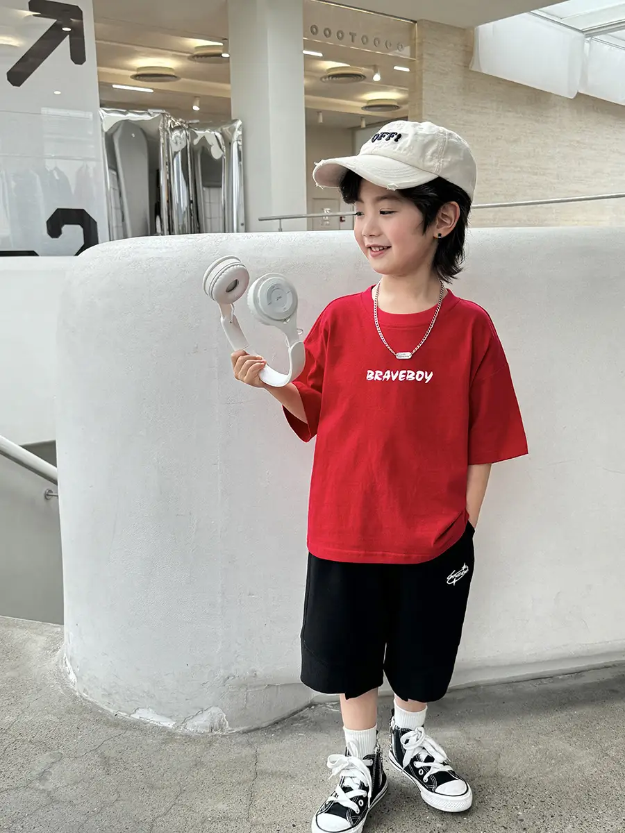 Haima Boys Red Cotton T-Shirt 2026 Summer - Image 7