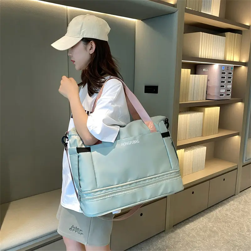 Light Blue Travel Bag Women Shoulder Crossbody Foldable — feature 4