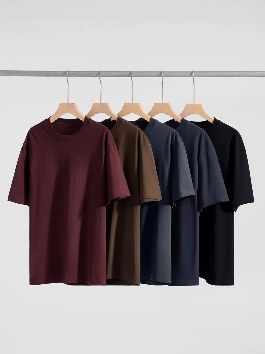 Men's Navy Blue Short Sleeve T-Shirt Base Cotton Solid Color - Image 27