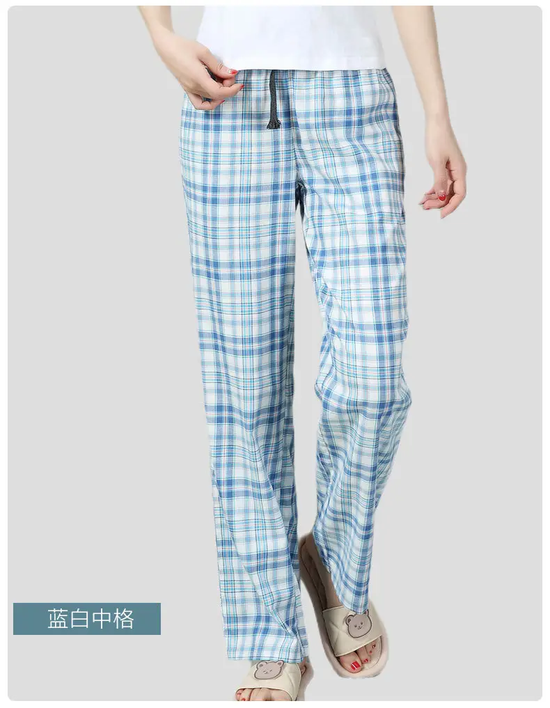 Women Plaid Cotton Pajama Pants Plus Size Casual Home Wear — feature 11