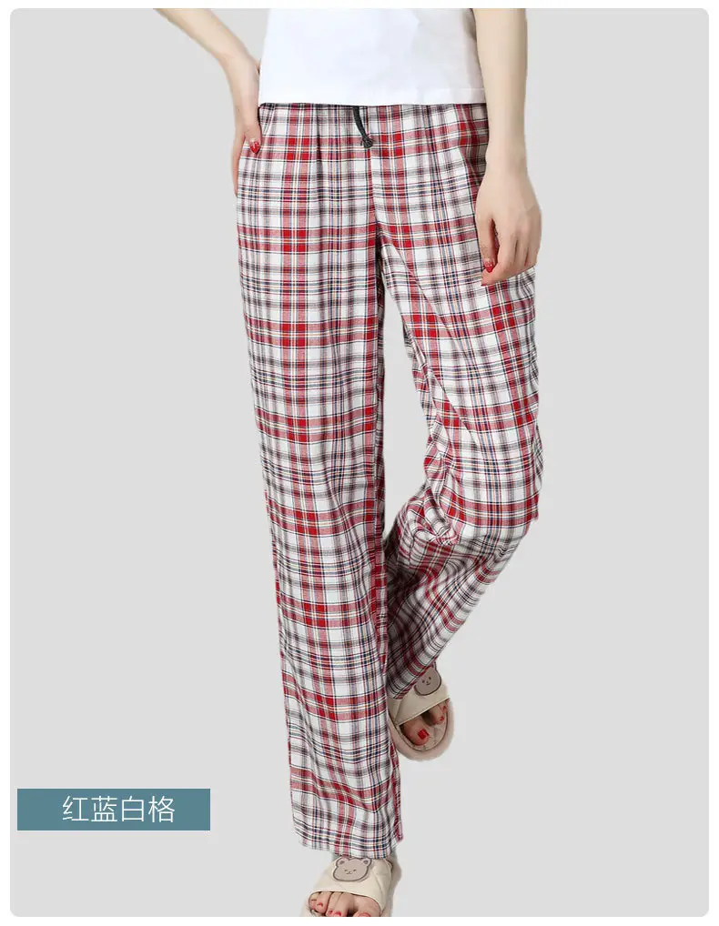 Women Plaid Cotton Pajama Pants Plus Size Casual Home Wear — feature 13