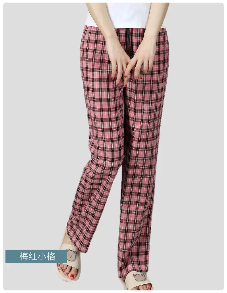 Women Plaid Cotton Pajama Pants Plus Size Casual Home Wear — feature 15