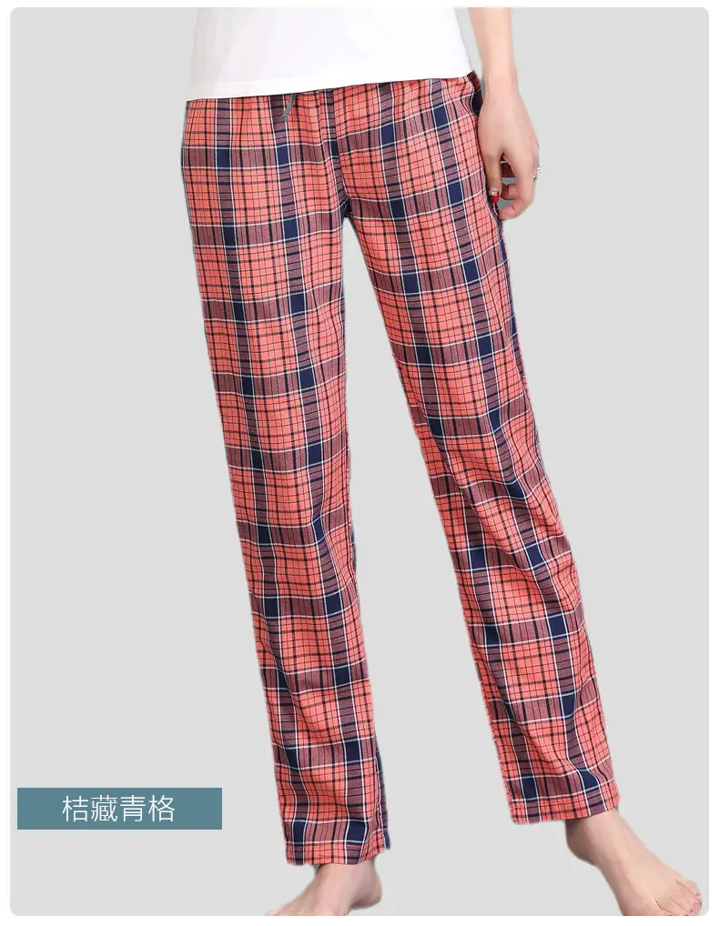 Women Plaid Cotton Pajama Pants Plus Size Casual Home Wear — feature 16