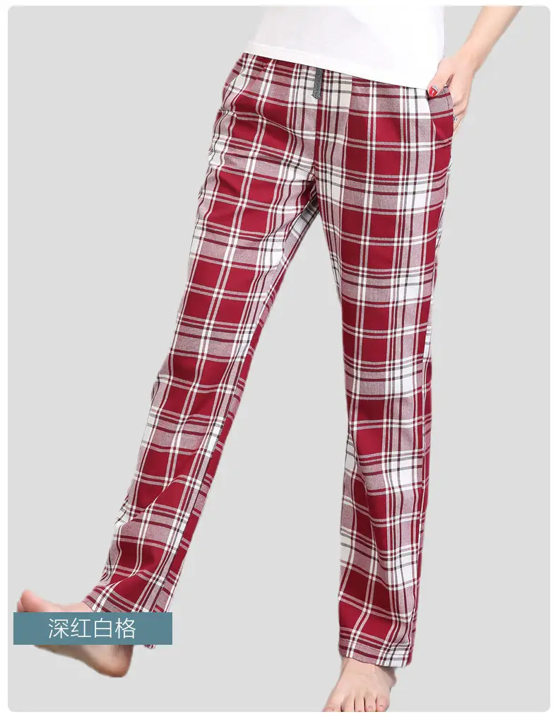 Women Plaid Cotton Pajama Pants Plus Size Casual Home Wear — feature 17