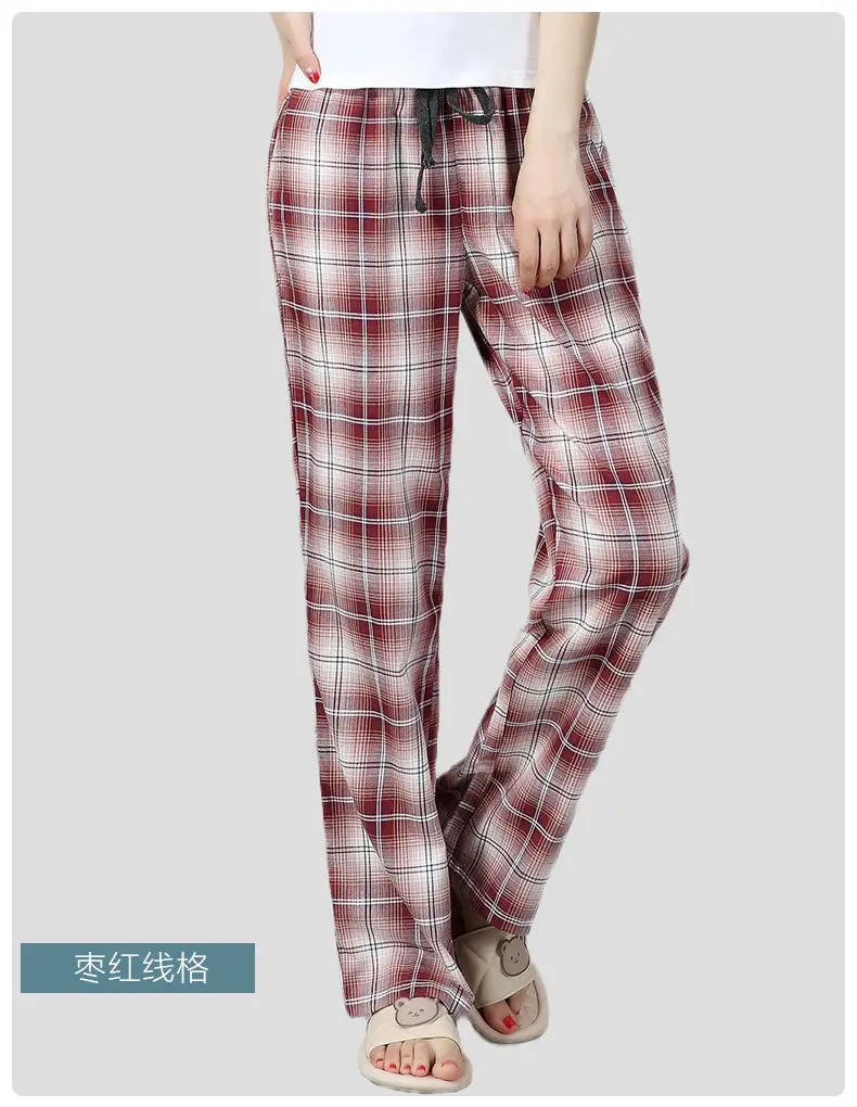 Women Plaid Cotton Pajama Pants Plus Size Casual Home Wear — feature 8