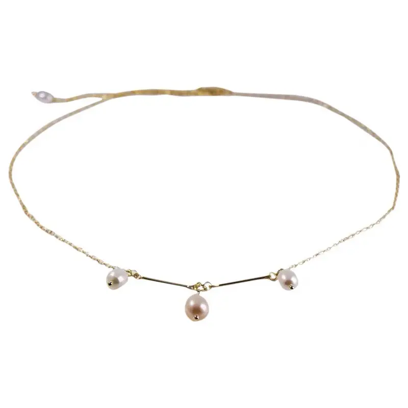 French Retro Pearl Necklace with 14k Gold Plated Design - Image 5