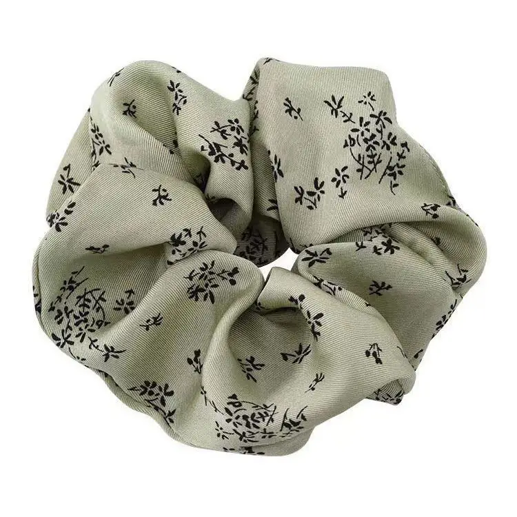 French Retro Floral Satin Hair Bands Green Black
