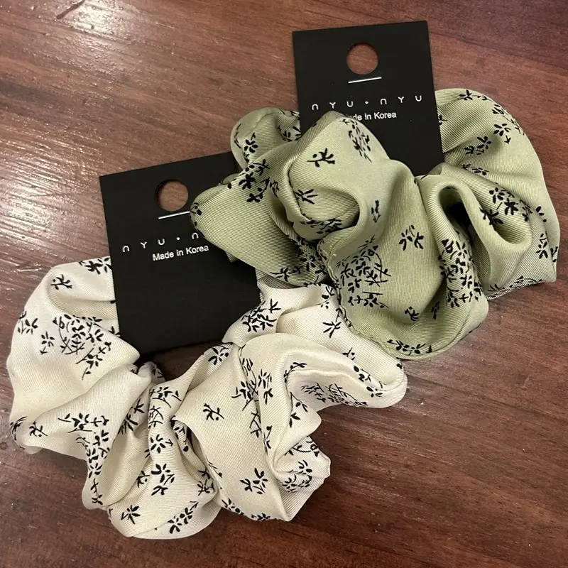 French Retro Floral Satin Hair Bands Green Black — feature 7