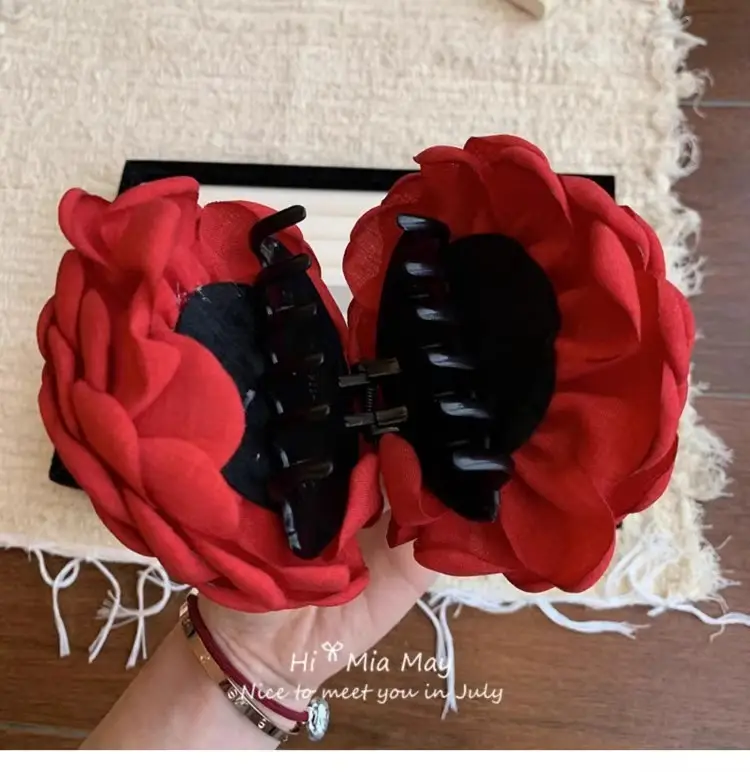 Red 3D Rose Hair Clip for Women — feature 16