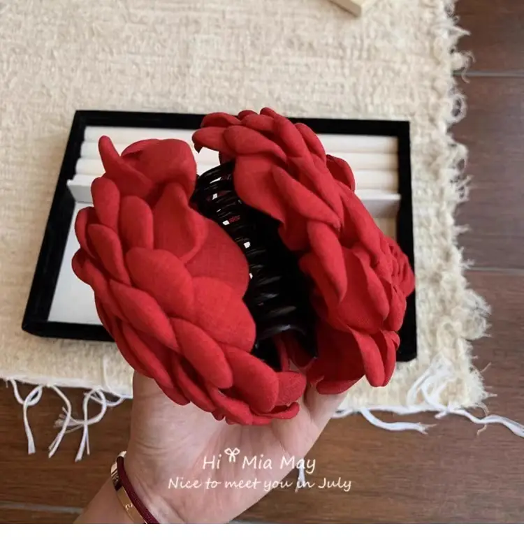 Red 3D Rose Hair Clip for Women — feature 17