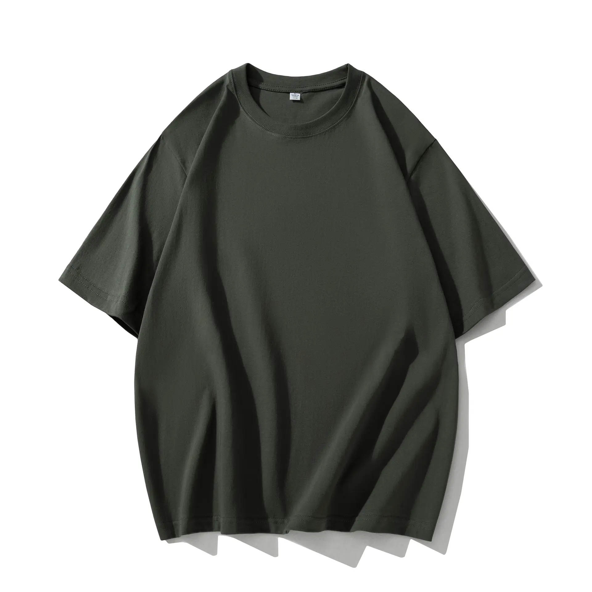 Men Cotton T-Shirt Drop Shoulder Round Neck Half Sleeve Light Blue - Image 10