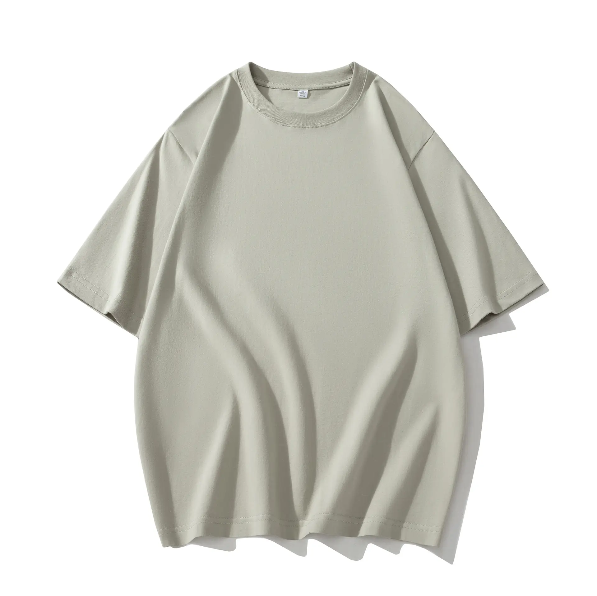 Men Cotton T-Shirt Drop Shoulder Round Neck Half Sleeve Light Blue - Image 11