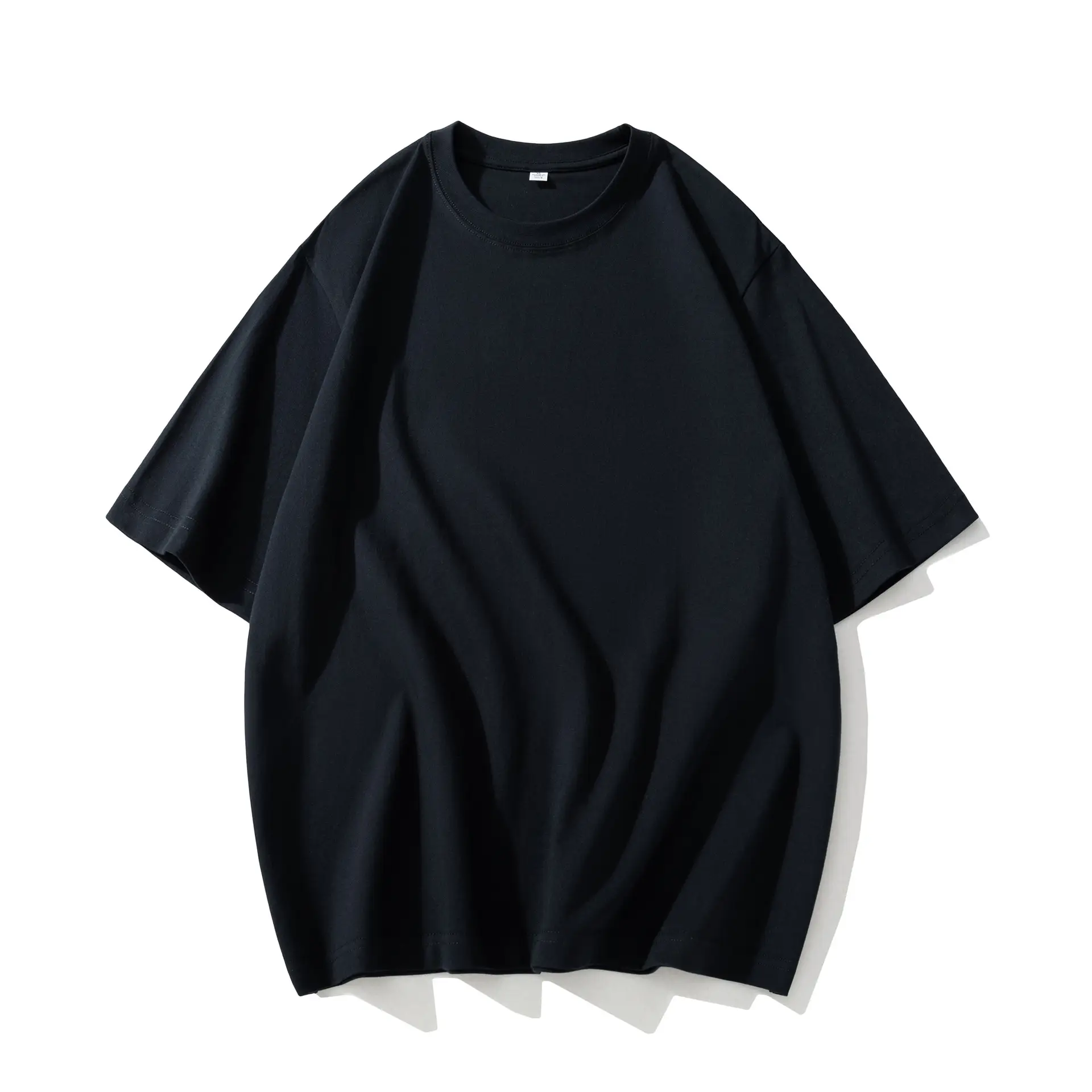 Men Cotton T-Shirt Drop Shoulder Round Neck Half Sleeve Light Blue - Image 4
