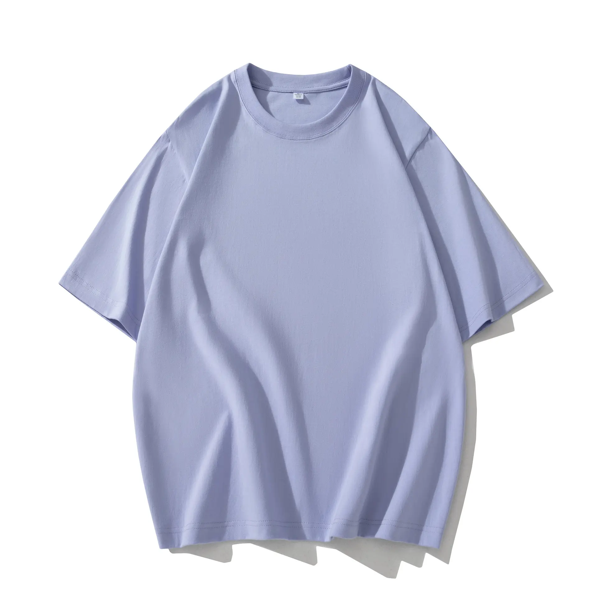Men Cotton T-Shirt Drop Shoulder Round Neck Half Sleeve Light Blue - Image 6