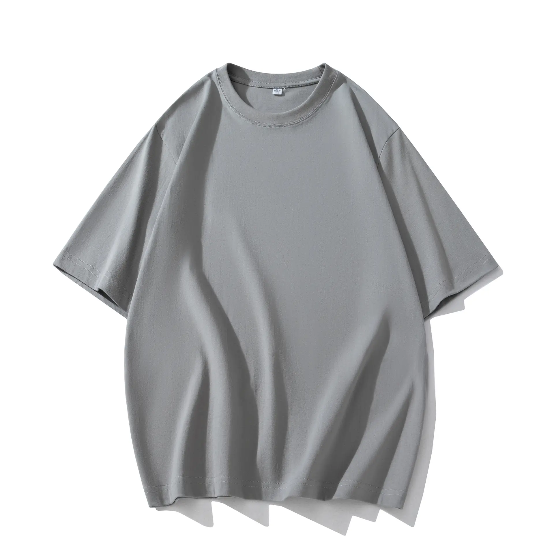 Men Cotton T-Shirt Drop Shoulder Round Neck Half Sleeve Light Blue - Image 7