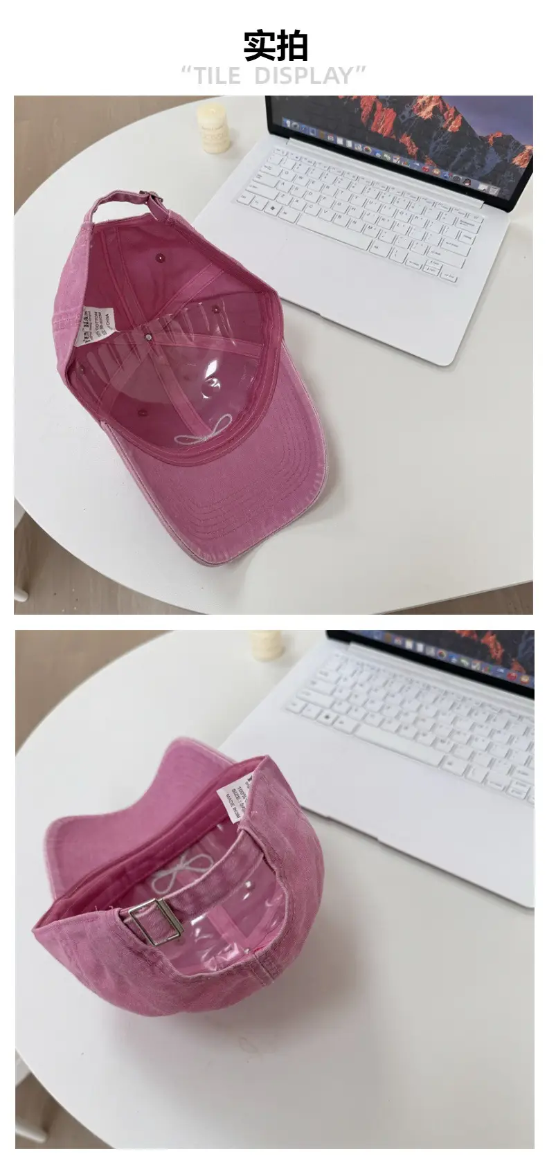 Washed Denim Bowknot Cap Women Gray Wide Brim — feature 5