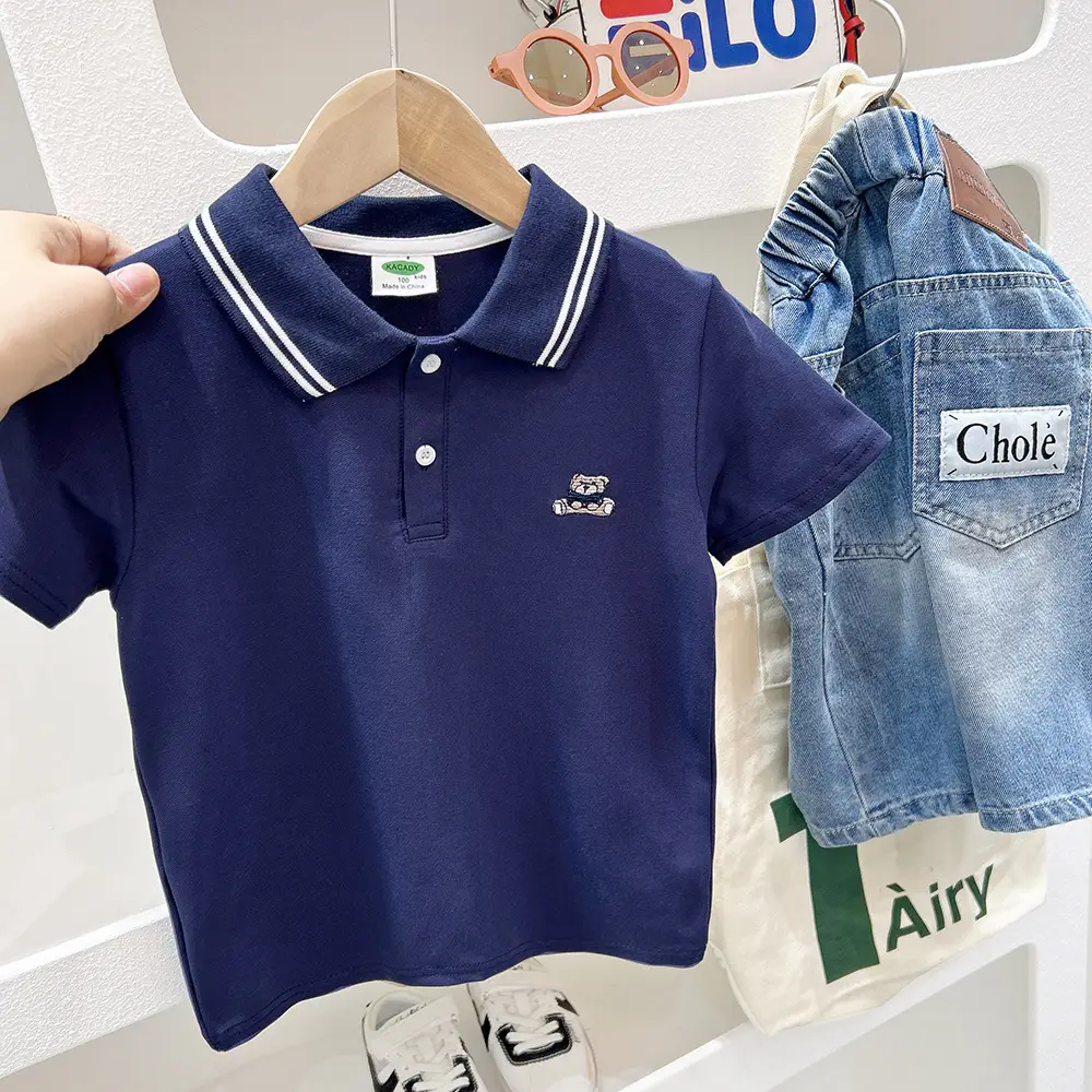 Boys Striped Polo T-Shirt 2025 Summer Loose Fit - Image 7