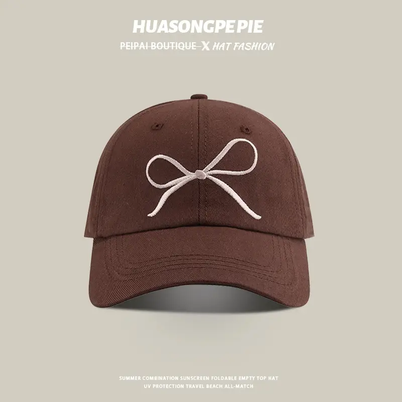 Pink Embroidered Bow Baseball Cap Women Men Summer — feature 6