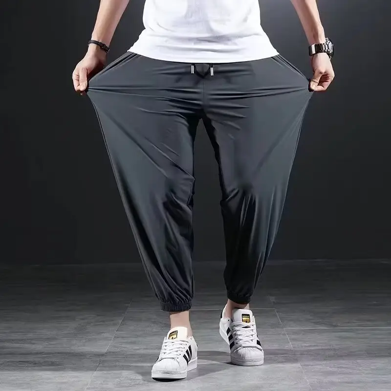 Men Ice Silk Cropped Leg Pants Black 2024 — feature 8