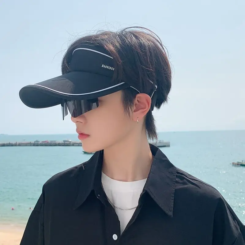 Men UV Sun Hat with Sunglasses Beige - Image 8