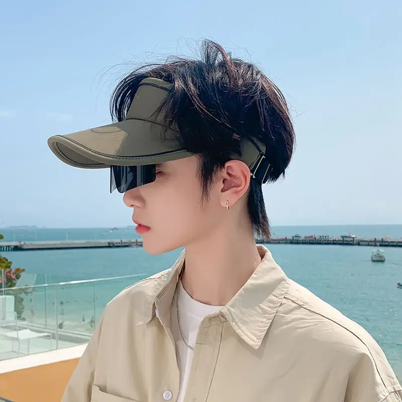 Men UV Sun Hat with Sunglasses Beige - Image 9