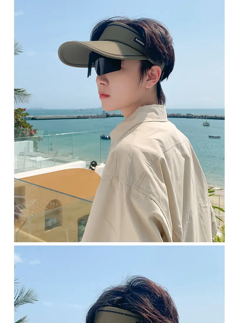 Men UV Sun Hat with Sunglasses Beige — feature 11