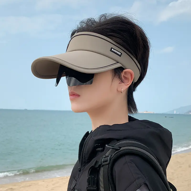 Men UV Sun Hat with Sunglasses Beige - Image 3
