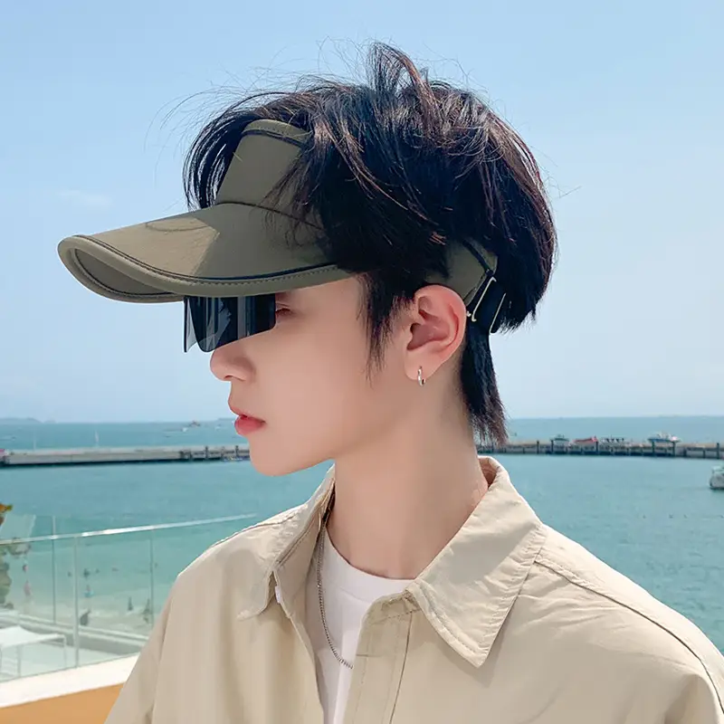 Men UV Sun Hat with Sunglasses Beige - Image 4