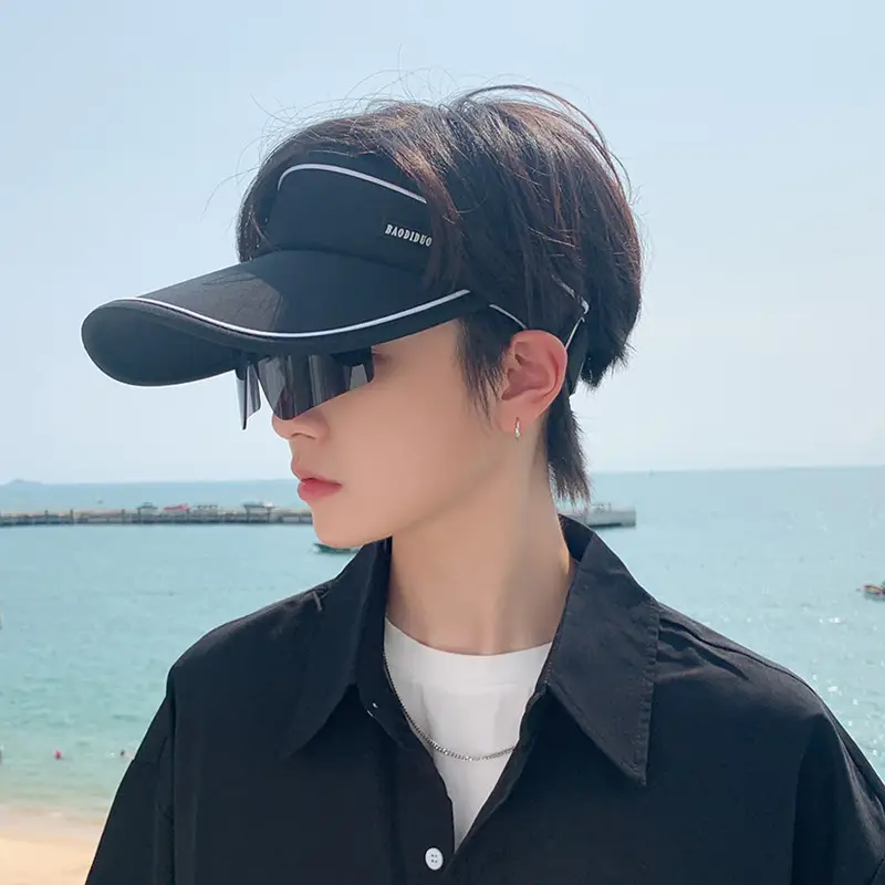 Men UV Sun Hat with Sunglasses Beige - Image 5