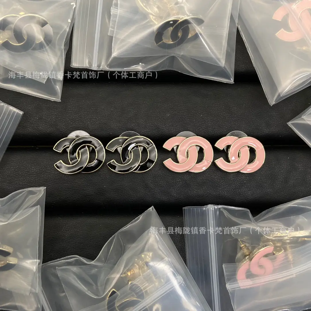 Xiangjia Double C Pearl Stud Earrings Gold Plated - Image 21