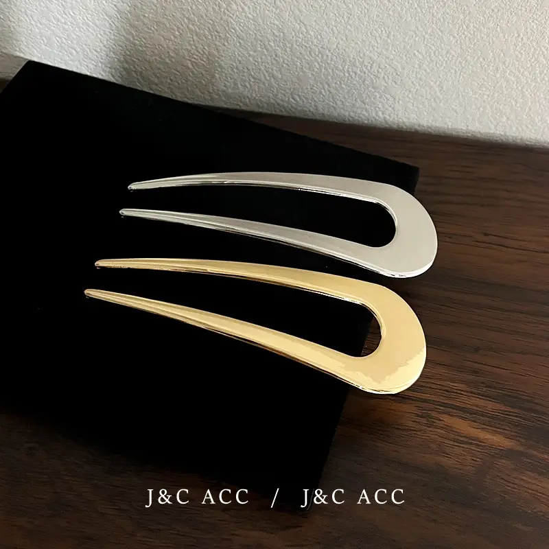 Large U-Shaped Hairpin with Gold & Silver Finish